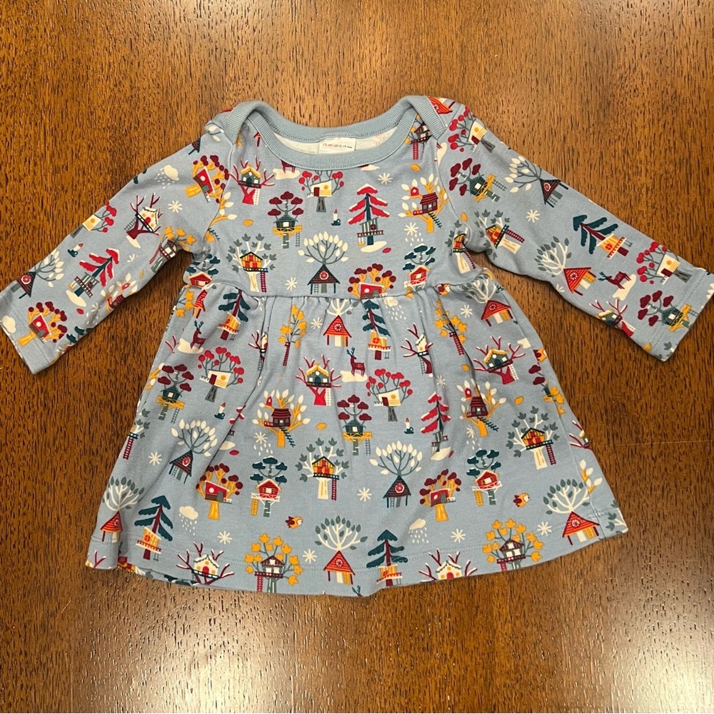 Hanna Andersson Patterned Blue Casual Dress with Colorful Print